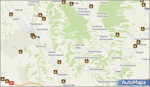 mapa Albinów Mały, Albinów Mały na mapie Targeo