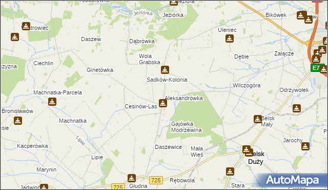 mapa Aleksandrówka gmina Belsk Duży, Aleksandrówka gmina Belsk Duży na mapie Targeo