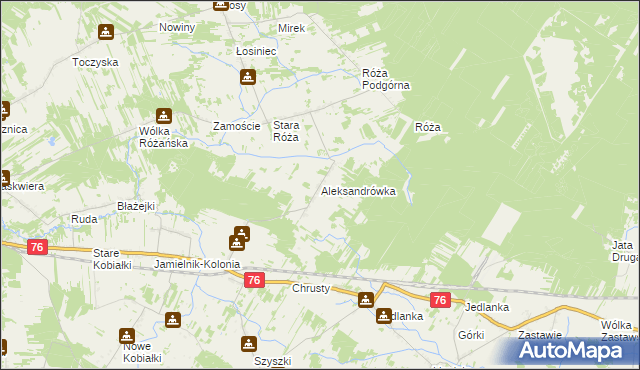 mapa Aleksandrówka gmina Stoczek Łukowski, Aleksandrówka gmina Stoczek Łukowski na mapie Targeo