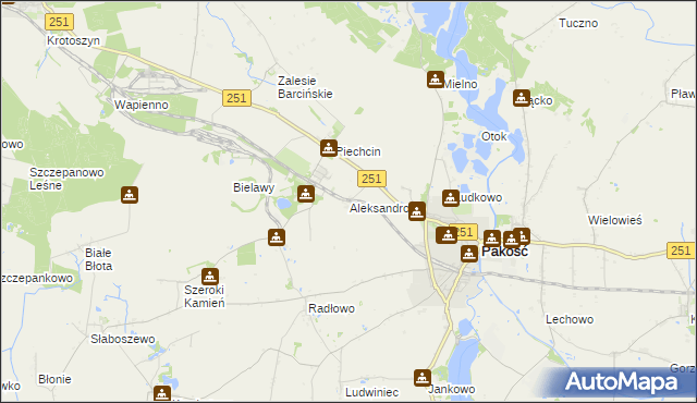 mapa Aleksandrowo gmina Barcin, Aleksandrowo gmina Barcin na mapie Targeo