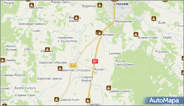mapa Aleksandrowo gmina Chorzele, Aleksandrowo gmina Chorzele na mapie Targeo