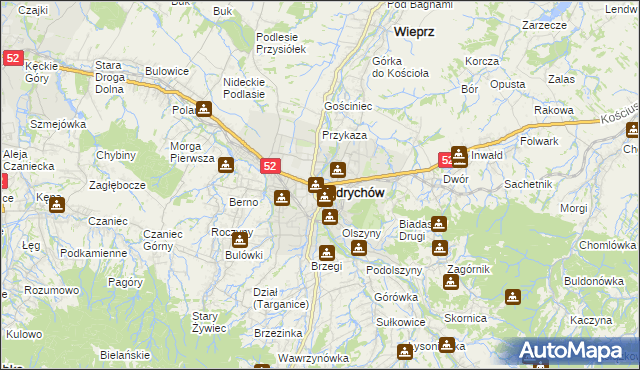 mapa Andrychów, Andrychów na mapie Targeo