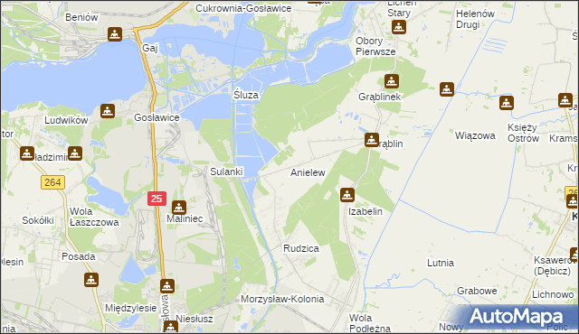 mapa Anielew gmina Kramsk, Anielew gmina Kramsk na mapie Targeo