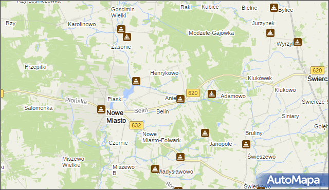 mapa Anielin gmina Nowe Miasto, Anielin gmina Nowe Miasto na mapie Targeo