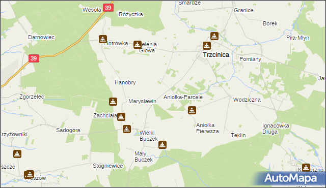 mapa Aniołka-Parcele, Aniołka-Parcele na mapie Targeo