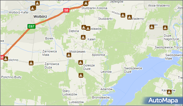 mapa Apolonka gmina Wolbórz, Apolonka gmina Wolbórz na mapie Targeo