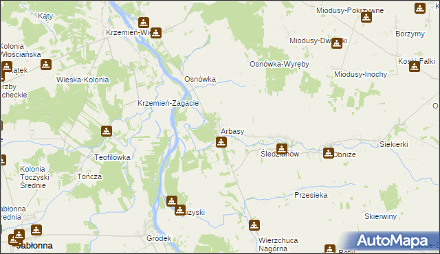 mapa Arbasy, Arbasy na mapie Targeo