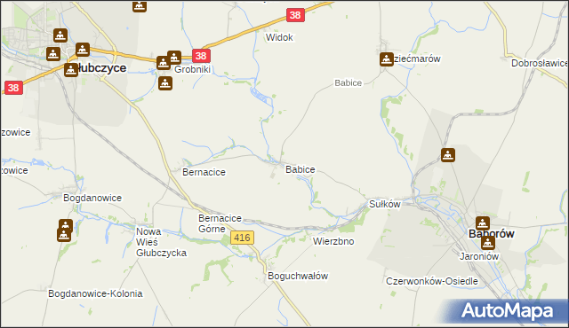 mapa Babice gmina Baborów, Babice gmina Baborów na mapie Targeo