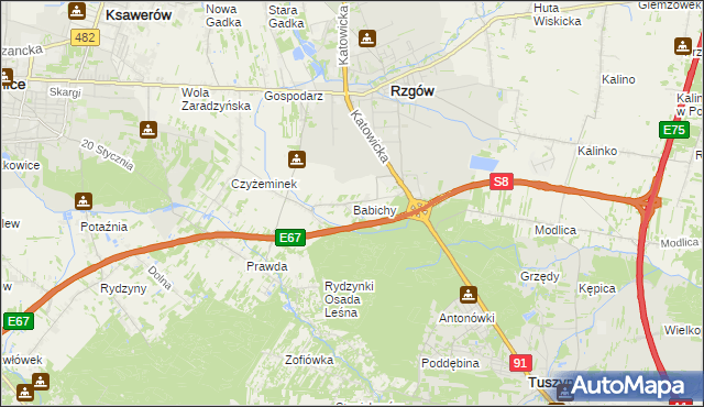 mapa Babichy, Babichy na mapie Targeo