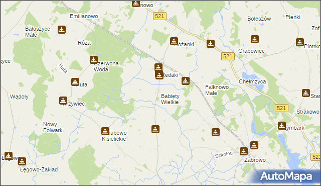 mapa Babięty Wielkie, Babięty Wielkie na mapie Targeo