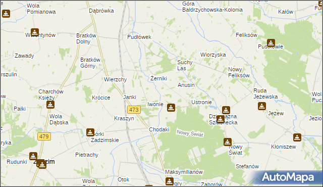 mapa Babiniec gmina Zadzim, Babiniec gmina Zadzim na mapie Targeo