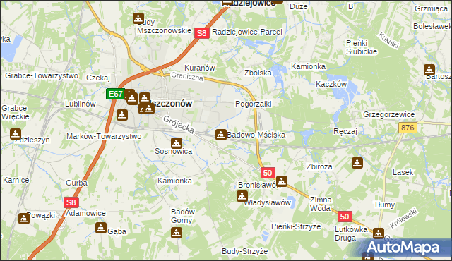 mapa Badowo-Mściska, Badowo-Mściska na mapie Targeo