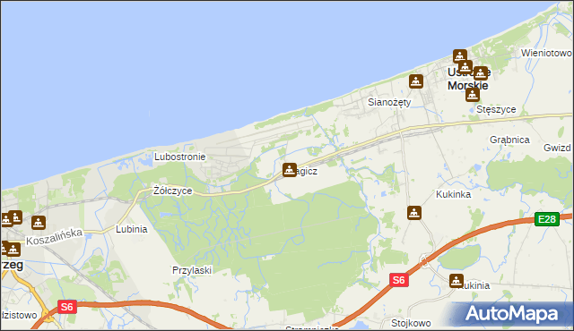 mapa Bagicz, Bagicz na mapie Targeo