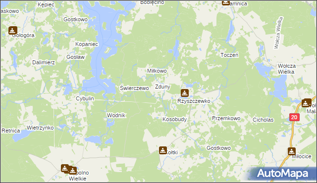 mapa Bagniewko gmina Biały Bór, Bagniewko gmina Biały Bór na mapie Targeo