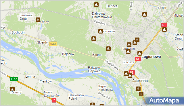 mapa Bagno gmina Jabłonna, Bagno gmina Jabłonna na mapie Targeo