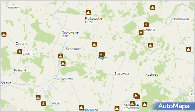 mapa Bagno gmina Jaświły, Bagno gmina Jaświły na mapie Targeo