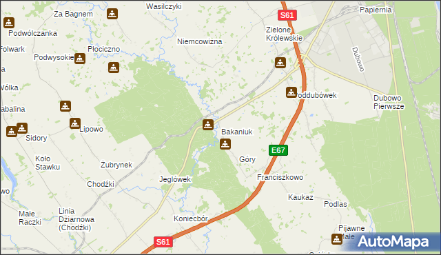 mapa Bakaniuk, Bakaniuk na mapie Targeo