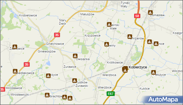 mapa Bąki gmina Kobierzyce, Bąki gmina Kobierzyce na mapie Targeo