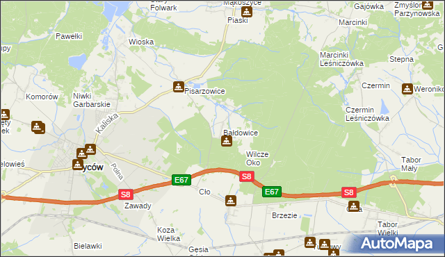 mapa Bałdowice, Bałdowice na mapie Targeo