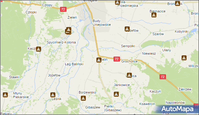 mapa Balin gmina Poddębice, Balin gmina Poddębice na mapie Targeo