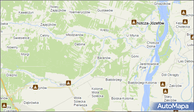 mapa Baranów gmina Chotcza, Baranów gmina Chotcza na mapie Targeo