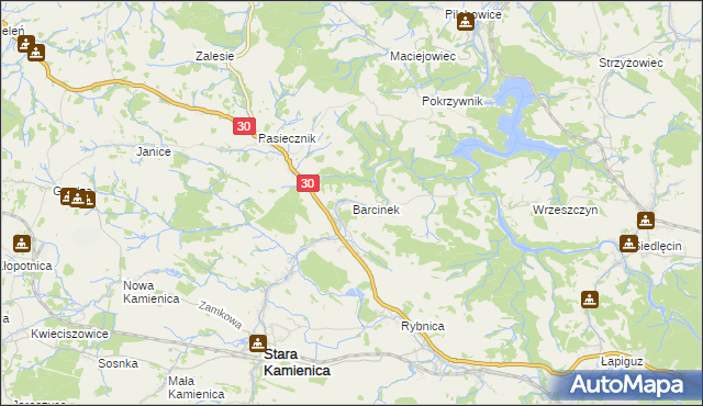 mapa Barcinek, Barcinek na mapie Targeo