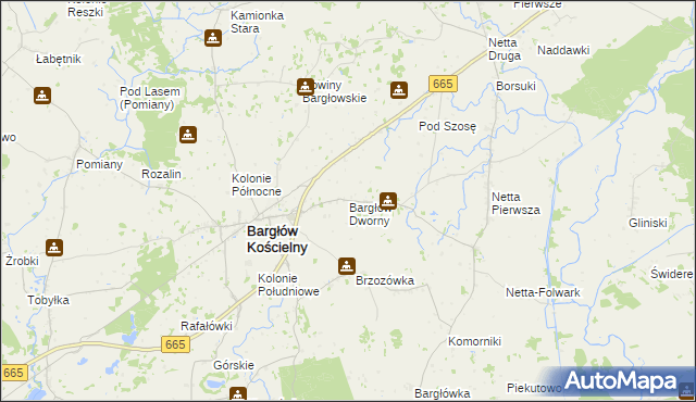 mapa Bargłów Dworny, Bargłów Dworny na mapie Targeo
