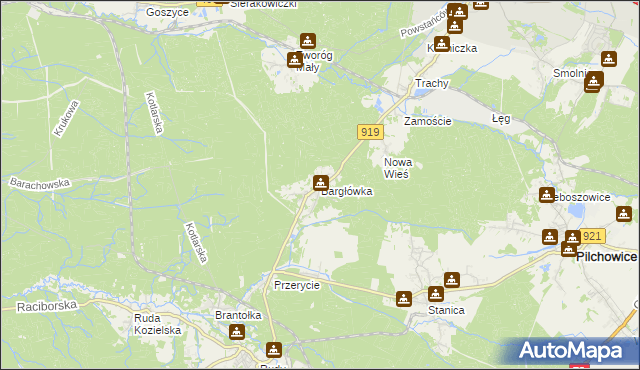 mapa Bargłówka gmina Sośnicowice, Bargłówka gmina Sośnicowice na mapie Targeo