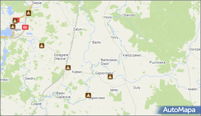 mapa Bartkowski Dwór, Bartkowski Dwór na mapie Targeo