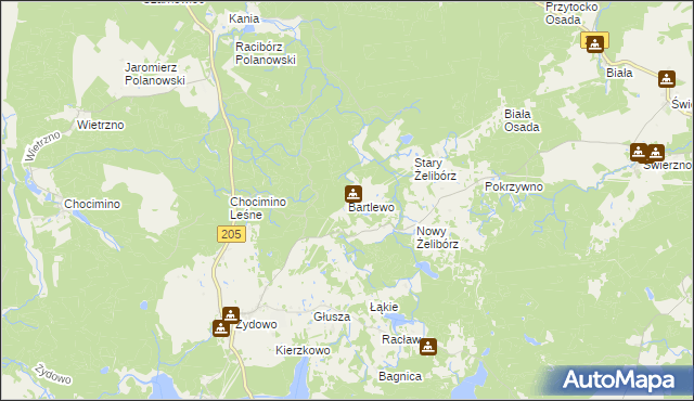 mapa Bartlewo gmina Polanów, Bartlewo gmina Polanów na mapie Targeo