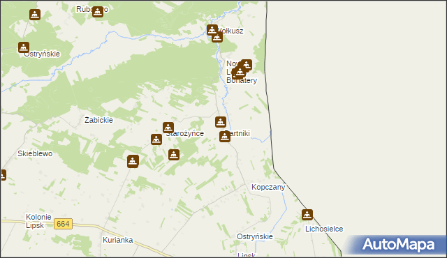 mapa Bartniki gmina Lipsk, Bartniki gmina Lipsk na mapie Targeo