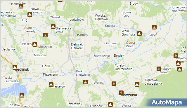 mapa Bartodzieje gmina Jastrzębia, Bartodzieje gmina Jastrzębia na mapie Targeo