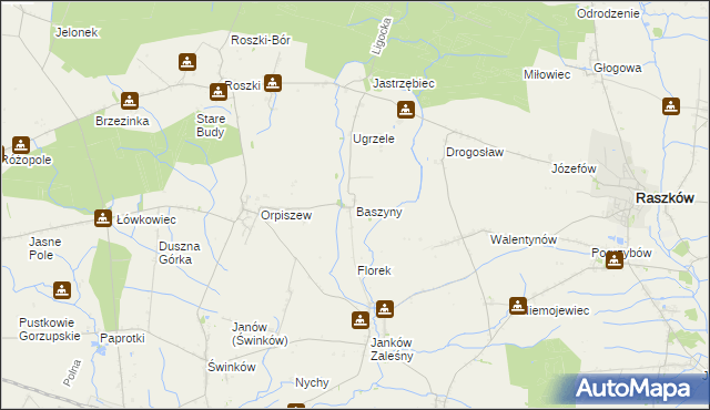mapa Baszyny, Baszyny na mapie Targeo