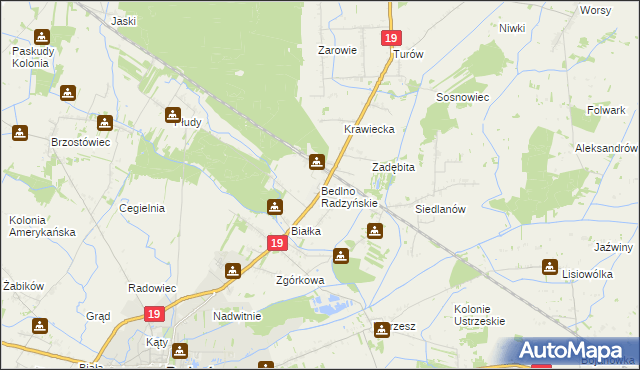 mapa Bedlno Radzyńskie, Bedlno Radzyńskie na mapie Targeo