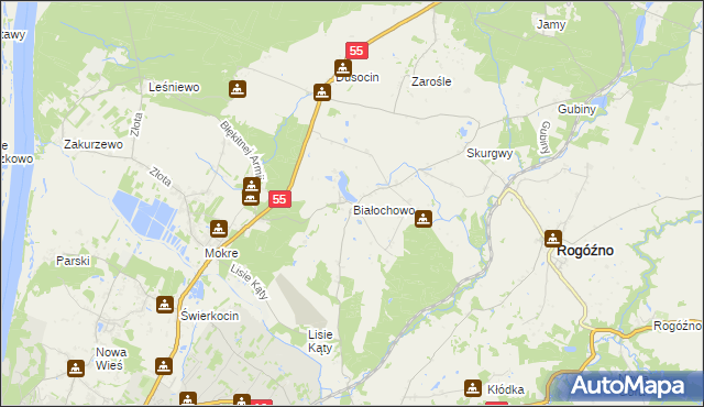 mapa Białochowo, Białochowo na mapie Targeo