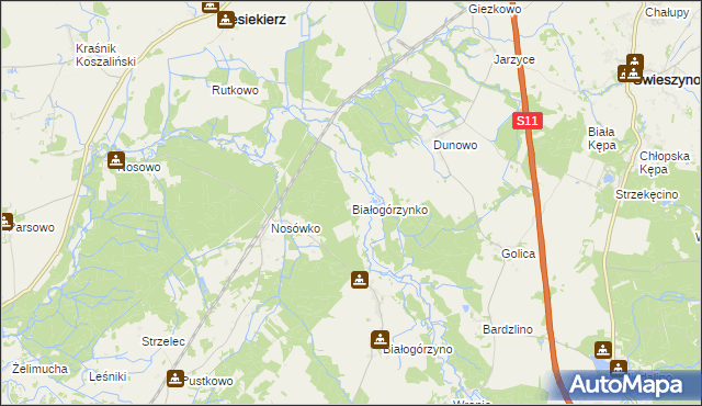 mapa Białogórzynko, Białogórzynko na mapie Targeo