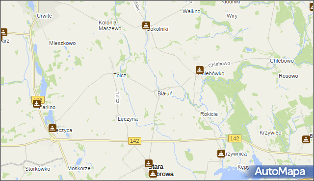 mapa Białuń gmina Stara Dąbrowa, Białuń gmina Stara Dąbrowa na mapie Targeo
