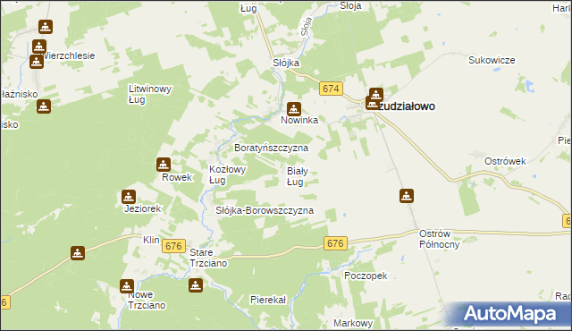 mapa Biały Ług gmina Szudziałowo, Biały Ług gmina Szudziałowo na mapie Targeo