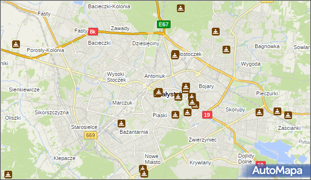 mapa Białegostoku, Białystok na mapie Targeo