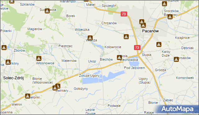 mapa Biechów gmina Pacanów, Biechów gmina Pacanów na mapie Targeo