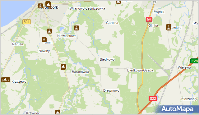 mapa Biedkowo, Biedkowo na mapie Targeo