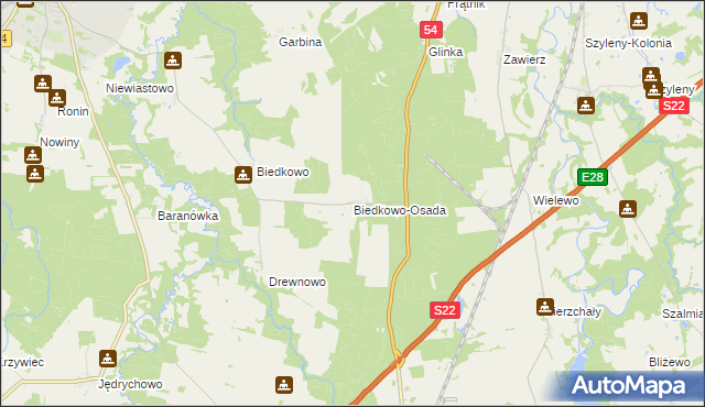 mapa Biedkowo-Osada, Biedkowo-Osada na mapie Targeo