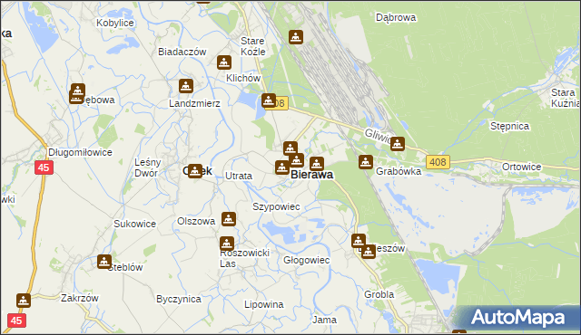 mapa Bierawa, Bierawa na mapie Targeo