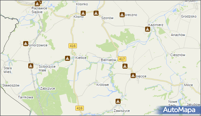 mapa Biernatów gmina Głubczyce, Biernatów gmina Głubczyce na mapie Targeo