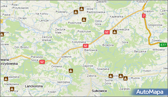 mapa Biertowice, Biertowice na mapie Targeo