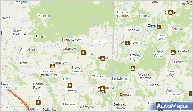 mapa Bierwce, Bierwce na mapie Targeo