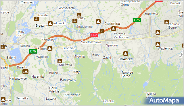 mapa Biery, Biery na mapie Targeo