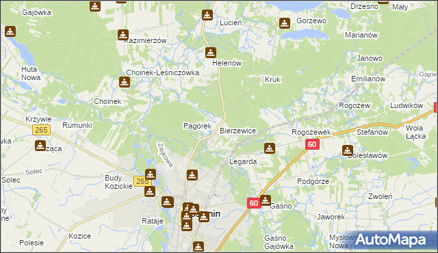 mapa Bierzewice, Bierzewice na mapie Targeo