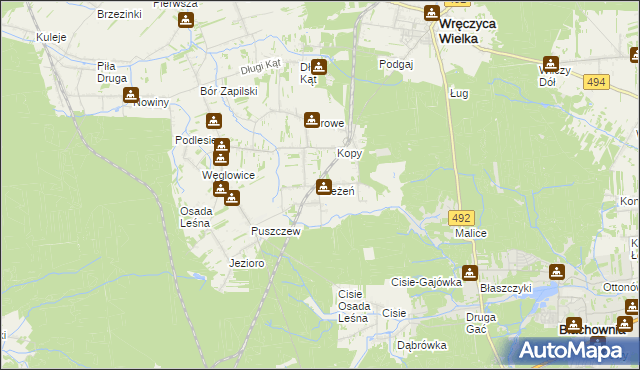 mapa Bieżeń, Bieżeń na mapie Targeo