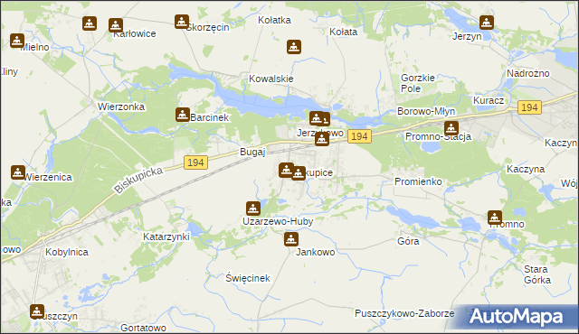 mapa Biskupice gmina Pobiedziska, Biskupice gmina Pobiedziska na mapie Targeo